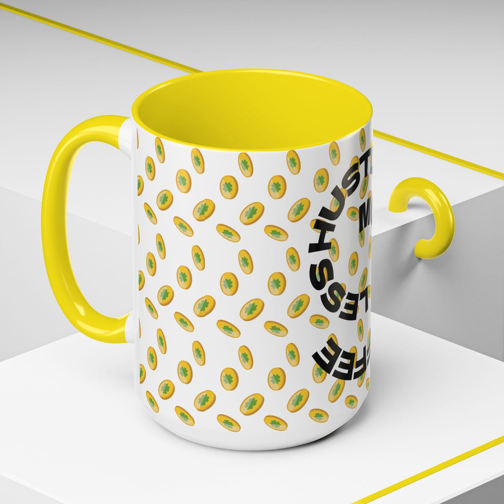 Hustle More Coffee Mug — Avocado Pattern Accent Mug (11/15oz