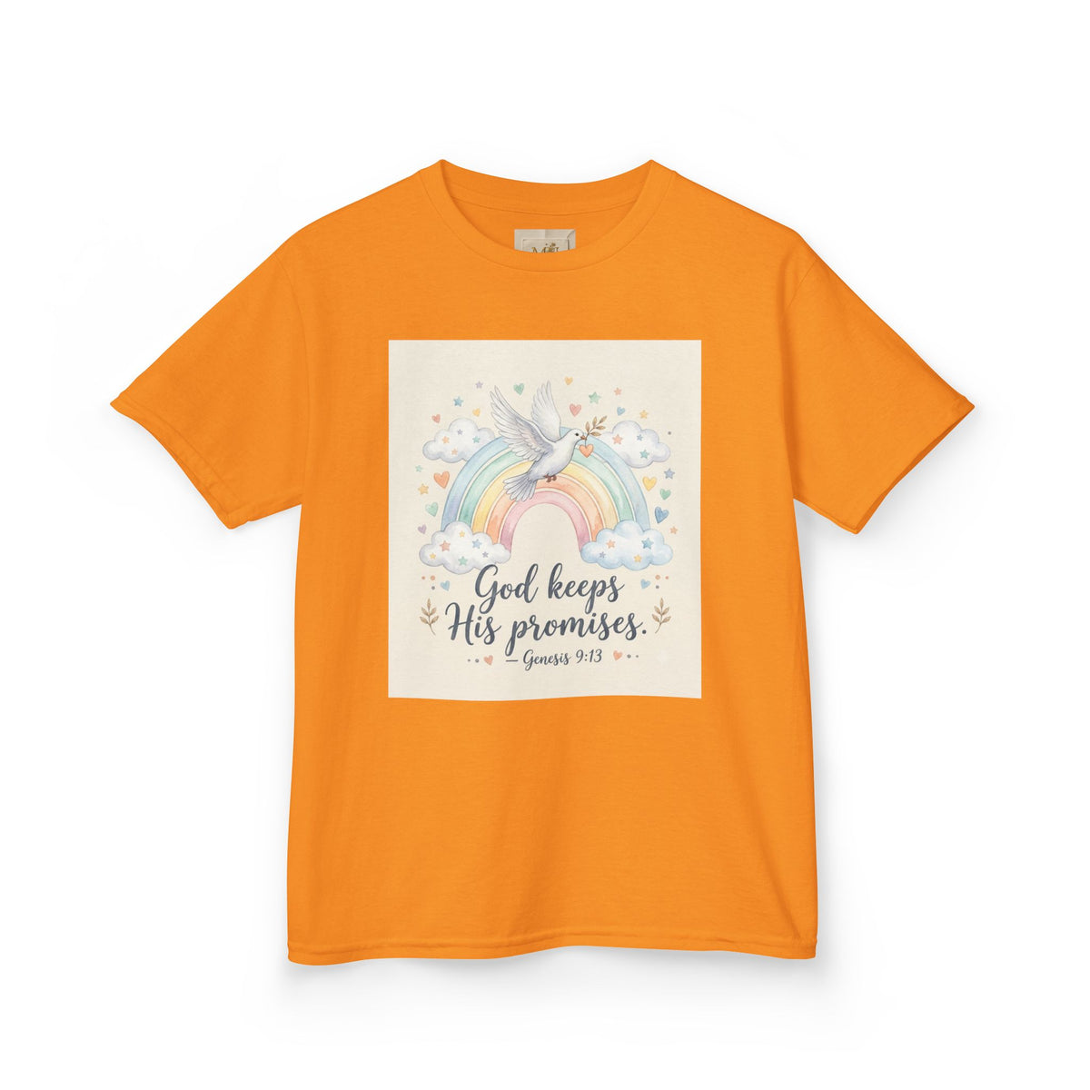 Christian Kids T-Shirt — "God Keeps His Promises" Rainbow Dove Tee | Psalm 145:13