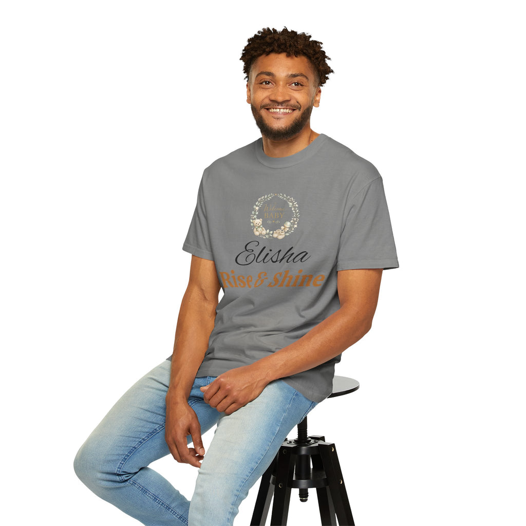 Personalized 'Rise & Shine' T-Shirt — Custom Name Floral Monogram Tee
