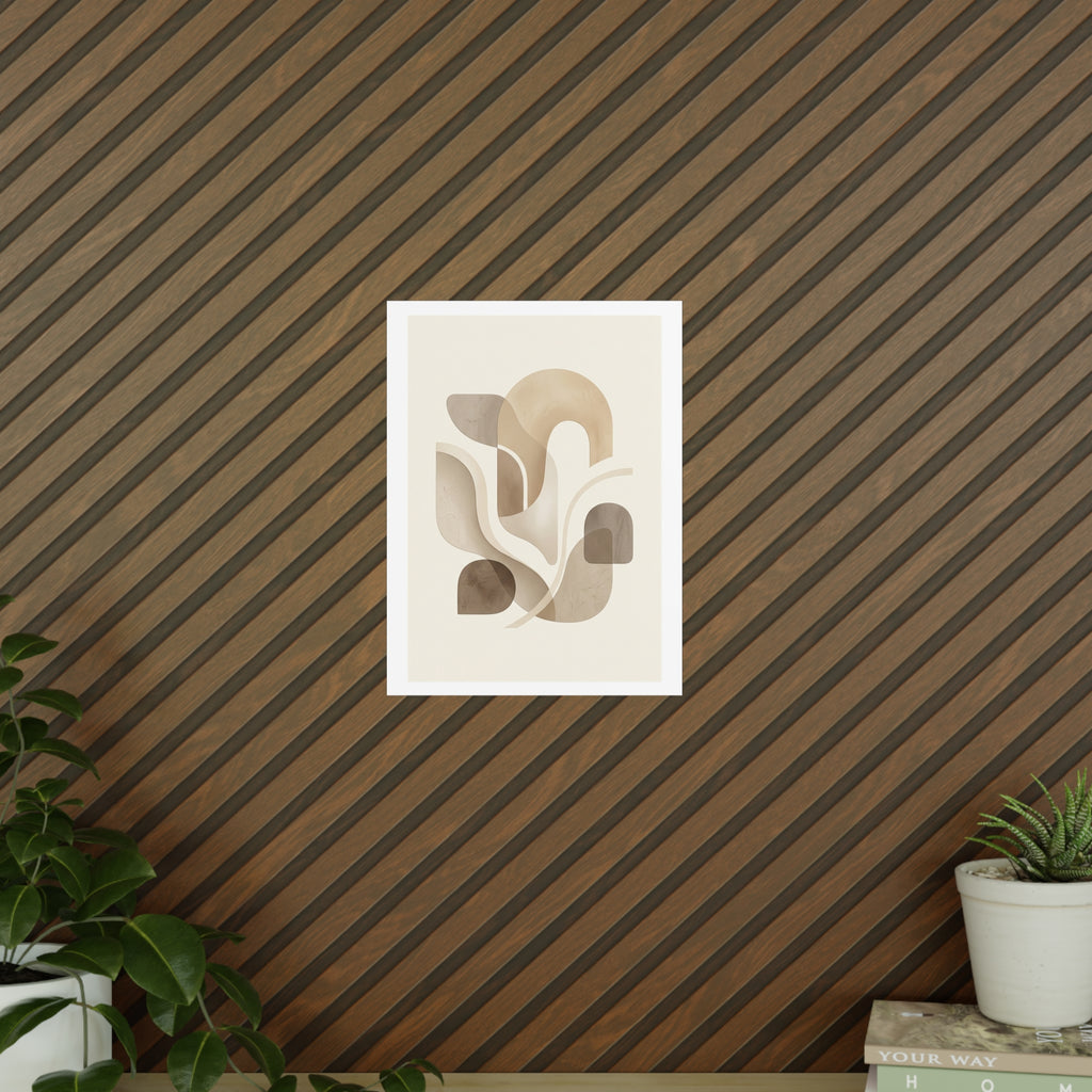 Beige Botanical Wall Art Poster — Minimalist Neutral Print, 250gsm Photo Paper, Matte or Satin