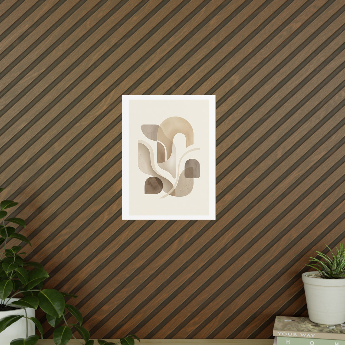 Beige Botanical Wall Art Poster — Minimalist Neutral Print, 250gsm Photo Paper, Matte or Satin