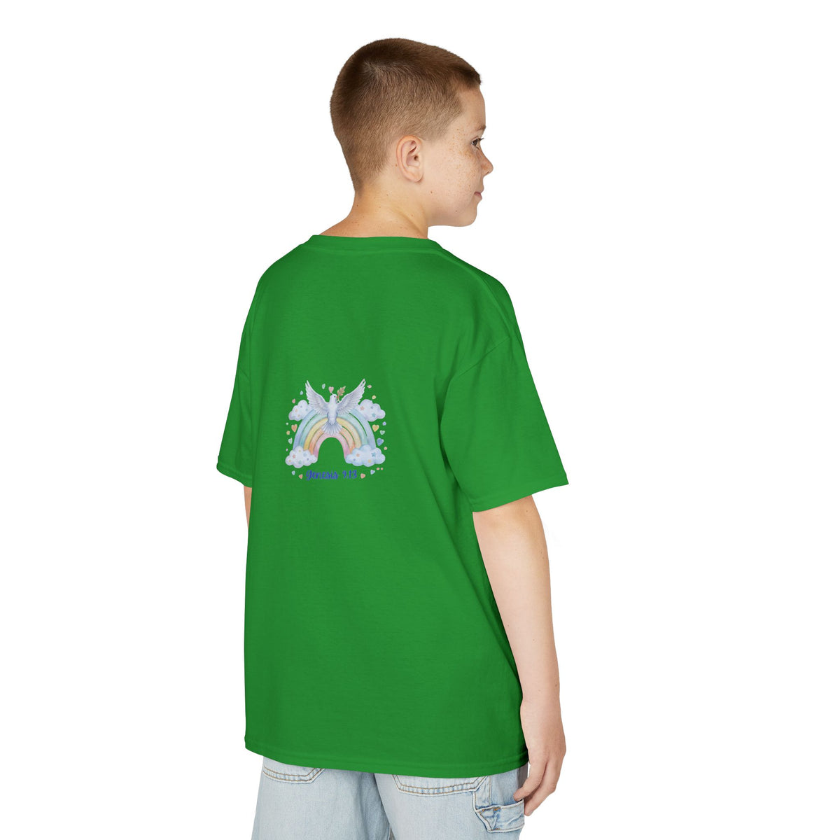 Christian Kids T-Shirt — "God Keeps His Promises" Rainbow Dove Tee | Psalm 145:13