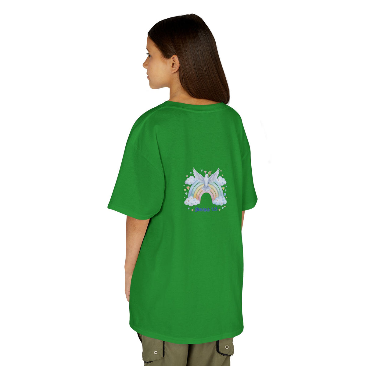 Christian Kids T-Shirt — "God Keeps His Promises" Rainbow Dove Tee | Psalm 145:13