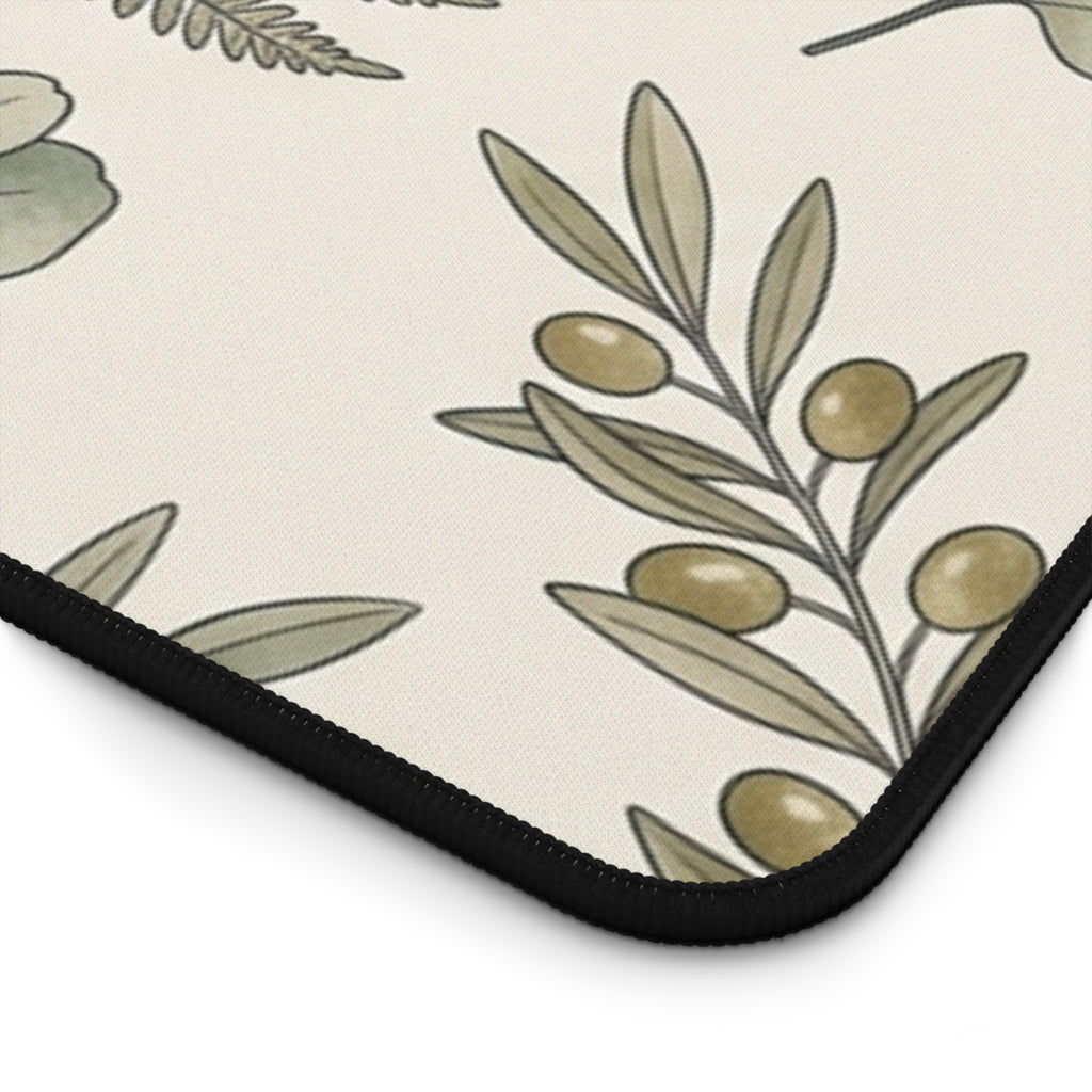 Botanical Fern Desk Mat — Neutral Floral Mouse Pad for Home Office