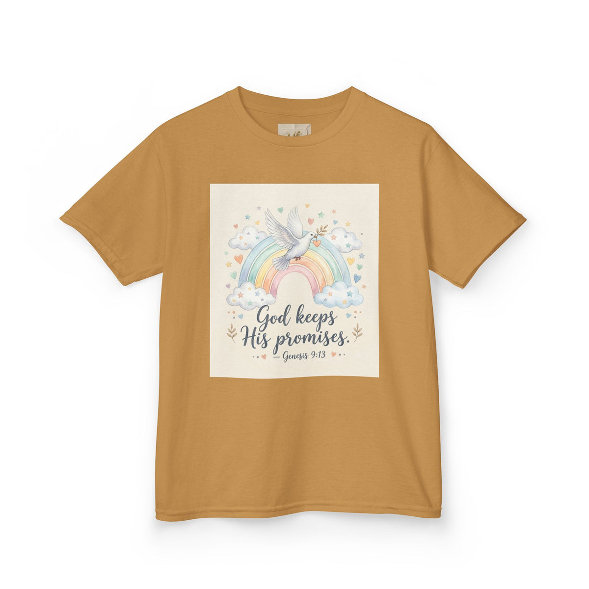 Christian Kids T-Shirt — "God Keeps His Promises" Rainbow Dove Tee | Psalm 145:13