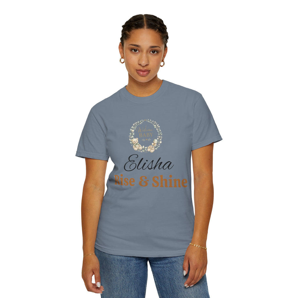 Personalized 'Rise & Shine' T-Shirt — Custom Name Floral Monogram Tee