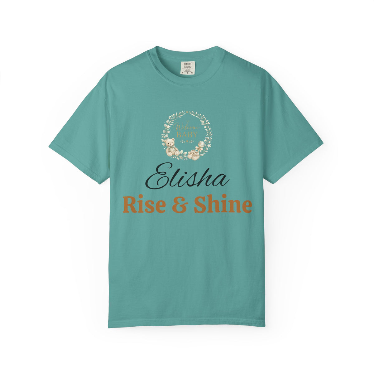 Personalized 'Rise & Shine' T-Shirt — Custom Name Floral Monogram Tee