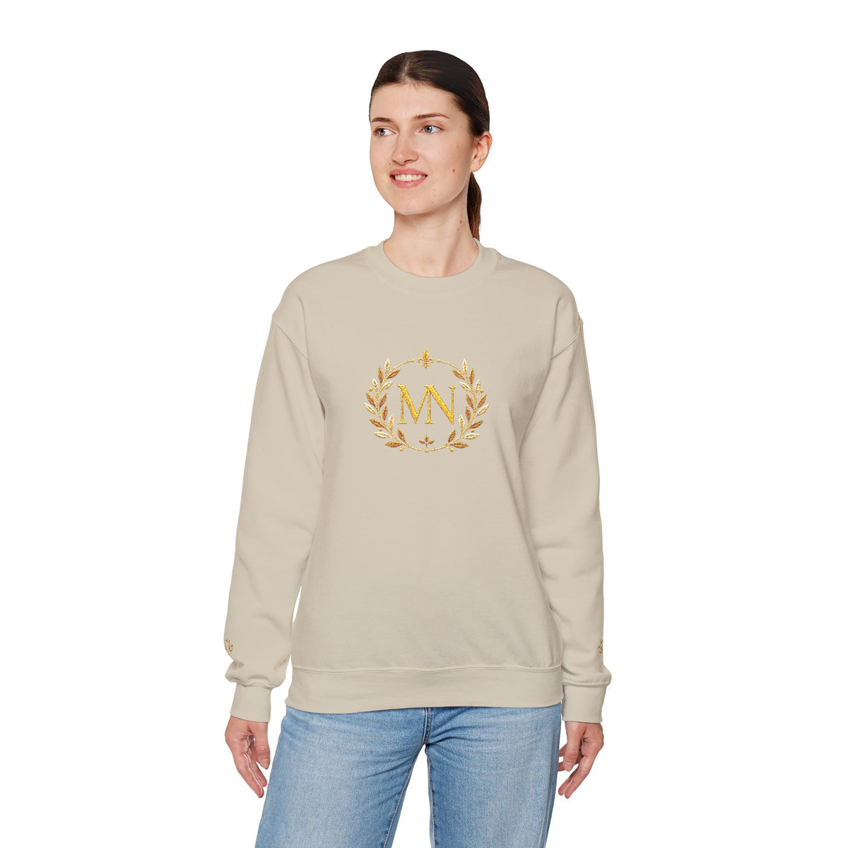 Gold Laurel Monogram Crewneck Sweatshirt