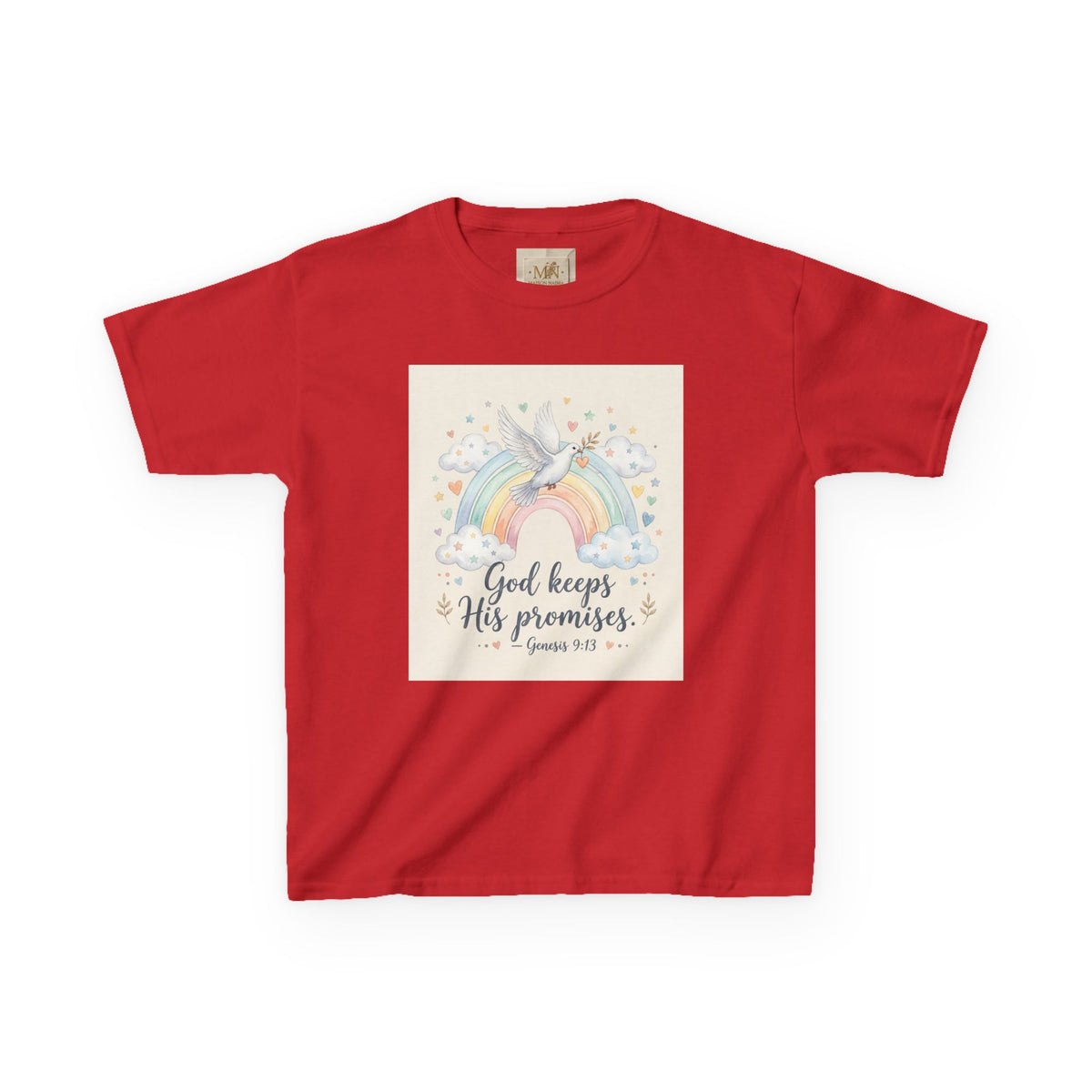Christian Kids T-Shirt — "God Keeps His Promises" Rainbow Dove Tee | Psalm 145:13