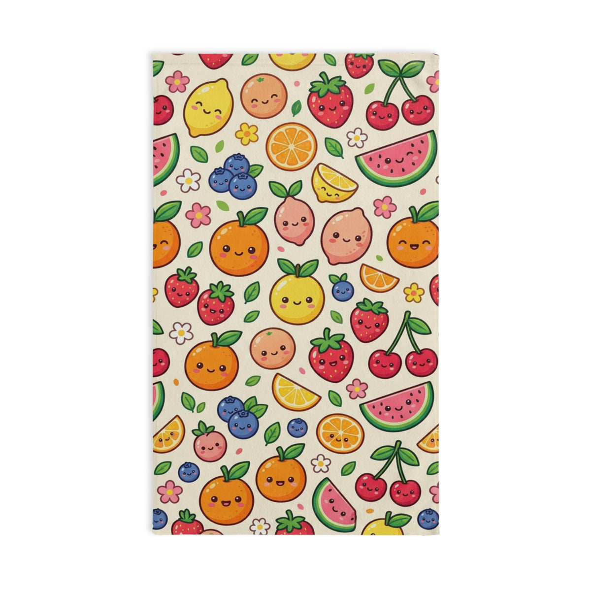 Cute Fruit Pattern Hand Towel – Kawaii Citrus & Berry Kitchen Towel