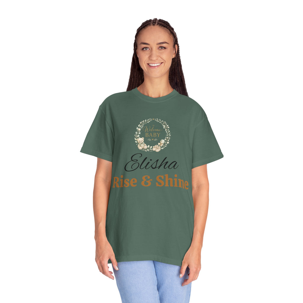 Personalized 'Rise & Shine' T-Shirt — Custom Name Floral Monogram Tee