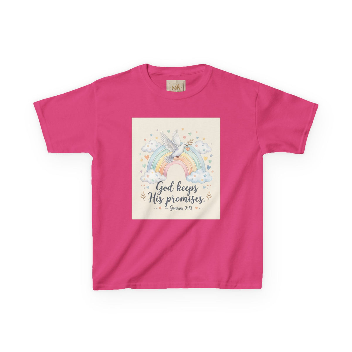 Christian Kids T-Shirt — "God Keeps His Promises" Rainbow Dove Tee | Psalm 145:13