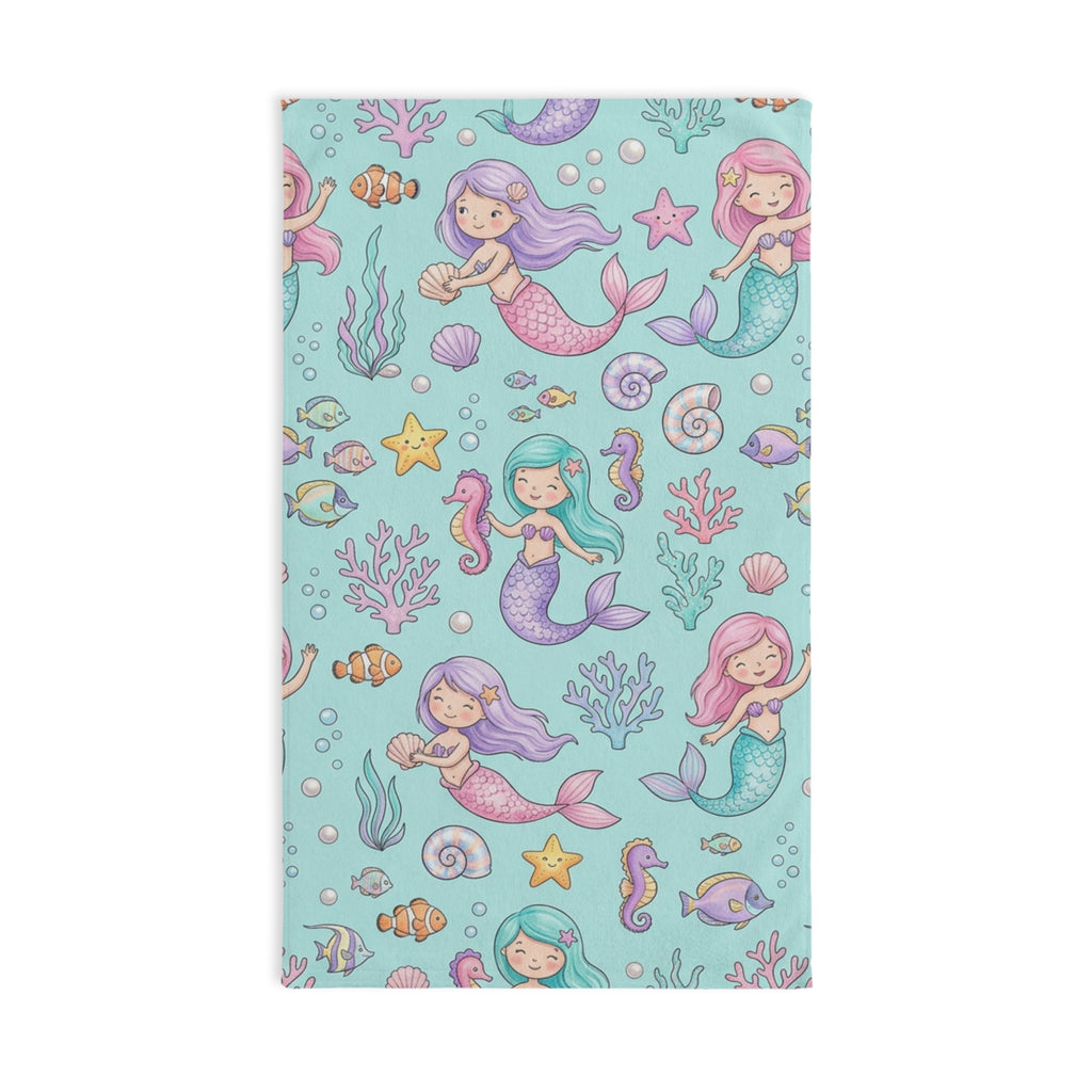 Pastel Mermaid Hand Towel — Cute Ocean Nursery Bath Towel for Kids