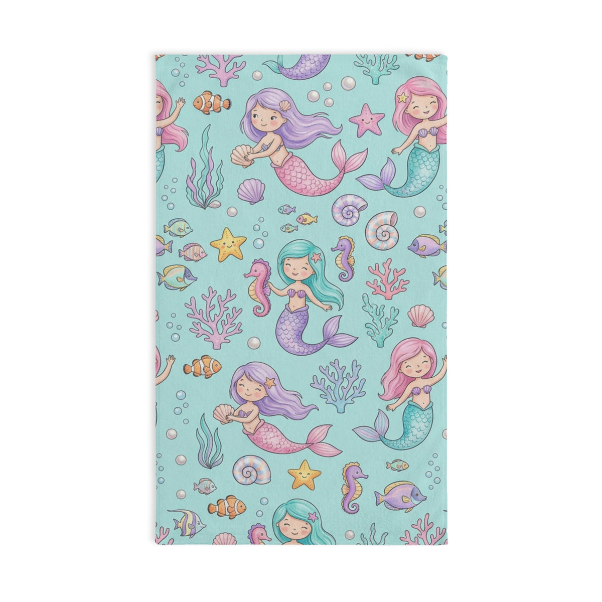 Pastel Mermaid Hand Towel — Cute Ocean Nursery Bath Towel for Kids