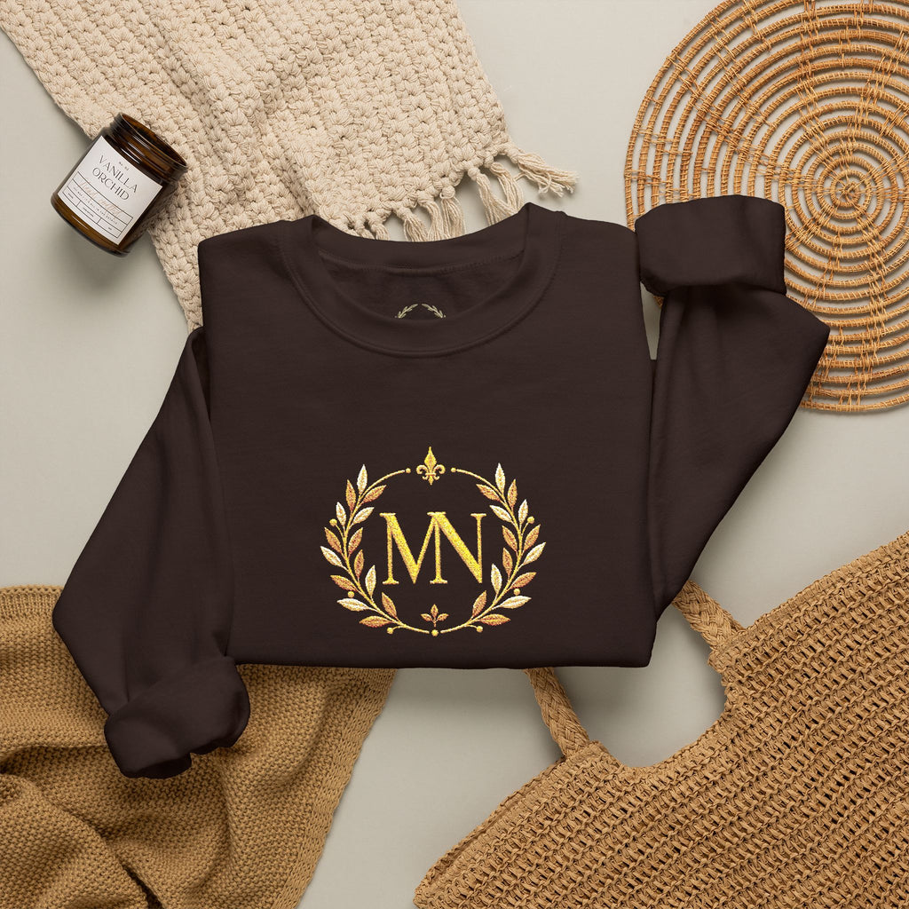 Gold Laurel Monogram Crewneck Sweatshirt