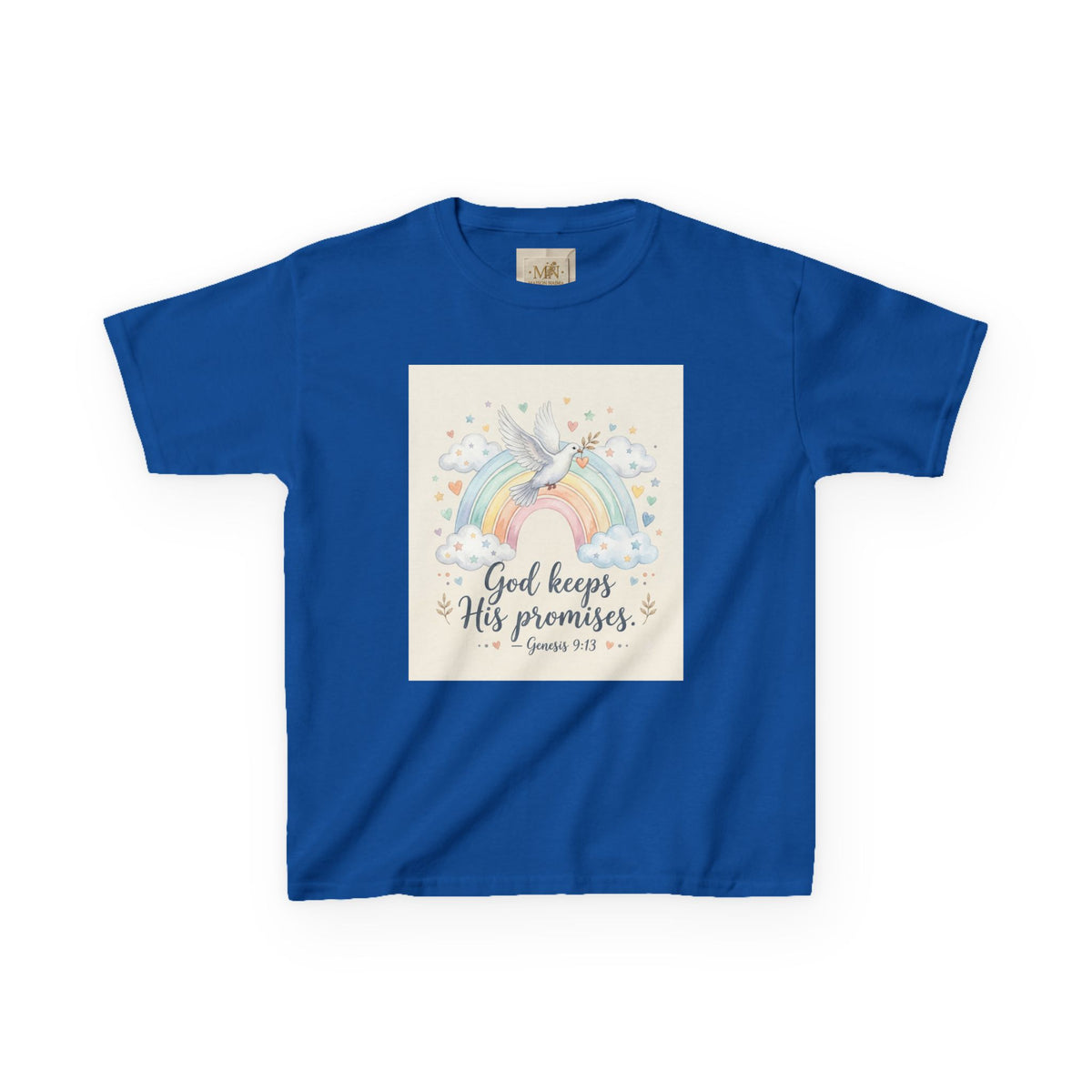 Christian Kids T-Shirt — "God Keeps His Promises" Rainbow Dove Tee | Psalm 145:13