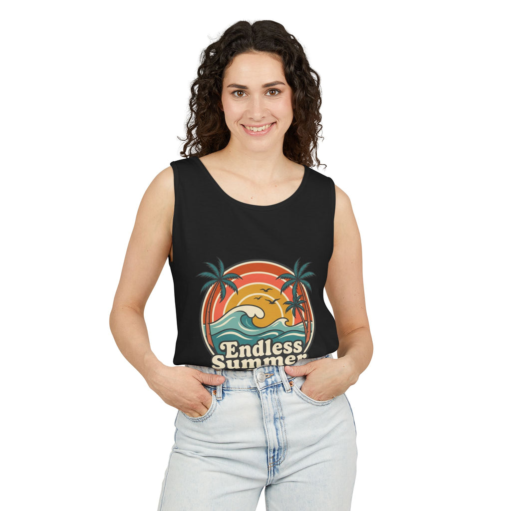 Endless Summer Tank Top — Retro Beach Palm Tree Surf Graphic