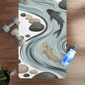 Koi Stream Rubber Yoga Mat — Non-Slip Eco-Friendly Mat with Serene River Design