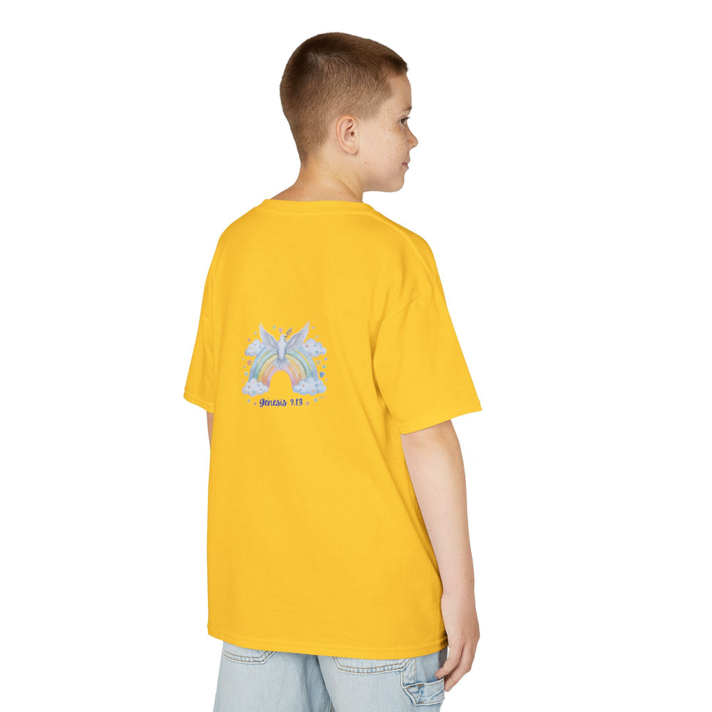 Christian Kids T-Shirt — "God Keeps His Promises" Rainbow Dove Tee | Psalm 145:13