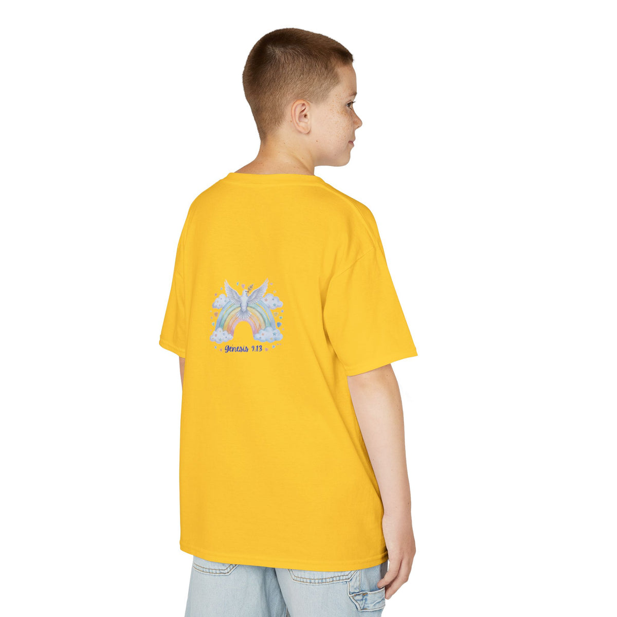 Christian Kids T-Shirt — "God Keeps His Promises" Rainbow Dove Tee | Psalm 145:13