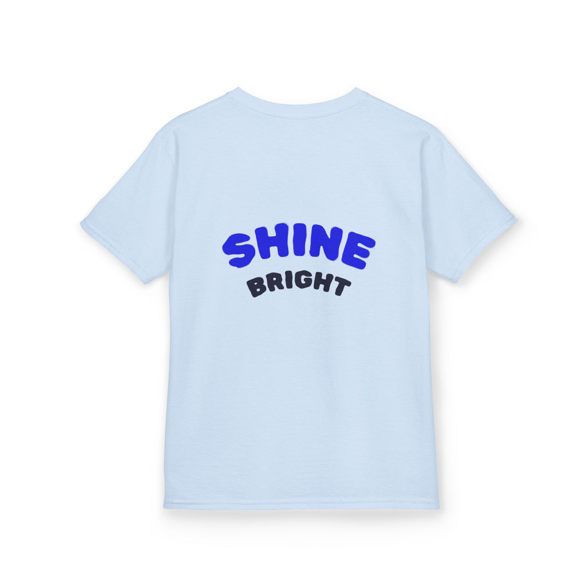 Kids Tee — "Be Kind, Be Cool" Dinosaur Graphic with "Shine Bright" Back
