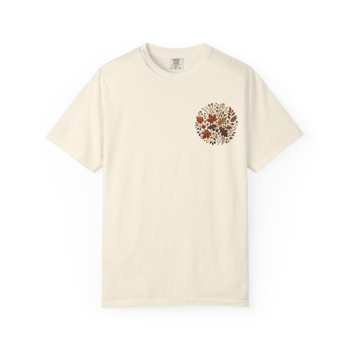 T-Shirt — Autumn Floral Wreath Tee (Fall Leaves Chest & Back Print)