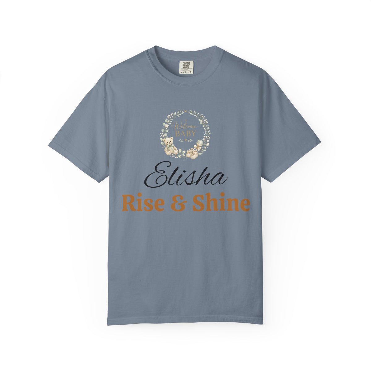 Personalized 'Rise & Shine' T-Shirt — Custom Name Floral Monogram Tee
