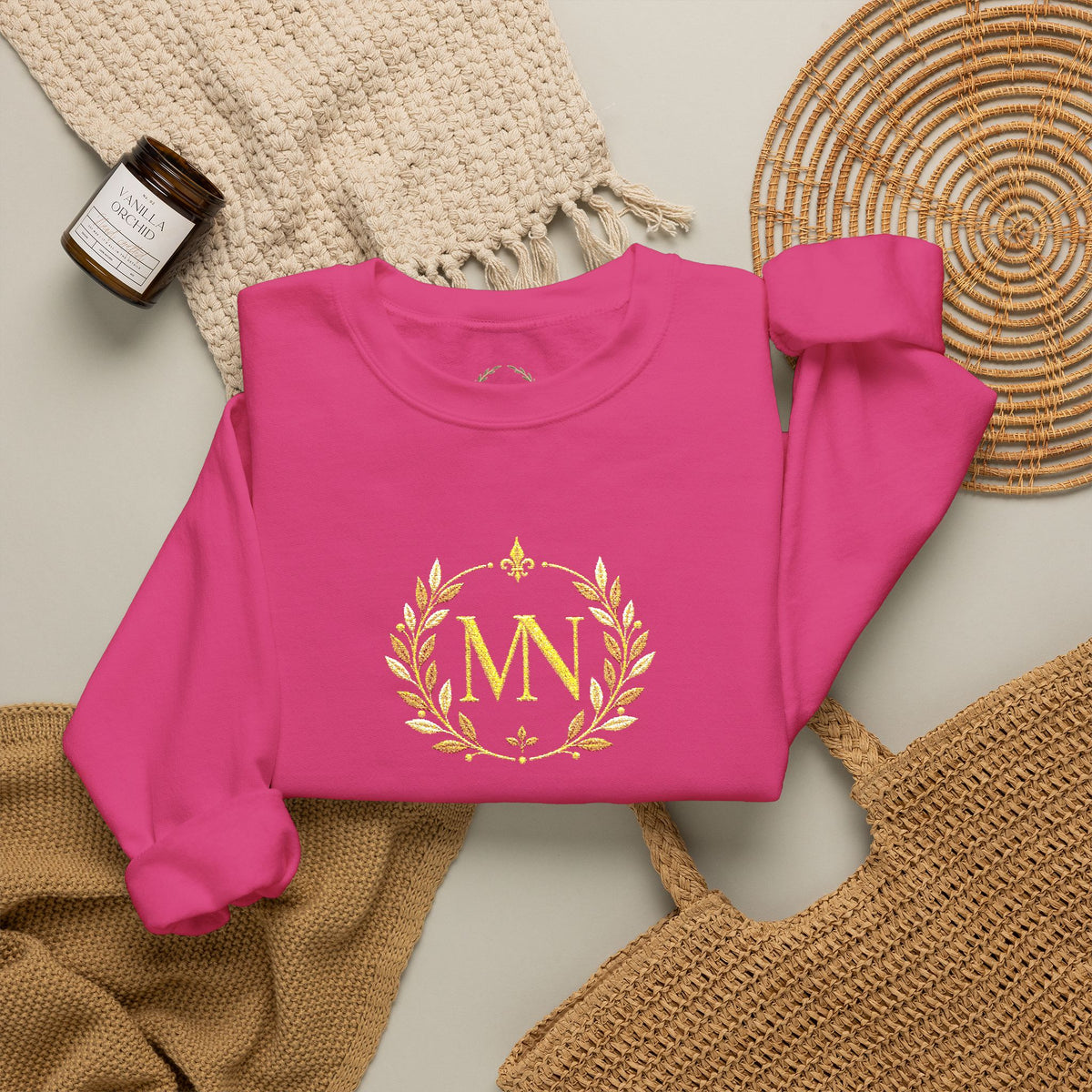 Gold Laurel Monogram Crewneck Sweatshirt