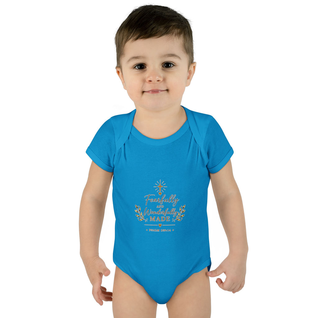 Fearfully & Wonderfully Made Baby Bodysuit | Christian Baptism Gift Onesie