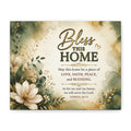 Bless This Home Canvas Wall Art — Floral Scripture Home Blessing (Joshua 24:15)