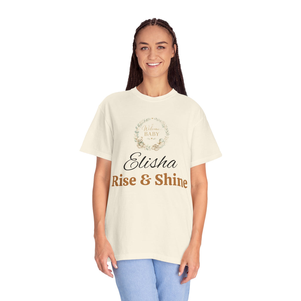 Personalized 'Rise & Shine' T-Shirt — Custom Name Floral Monogram Tee