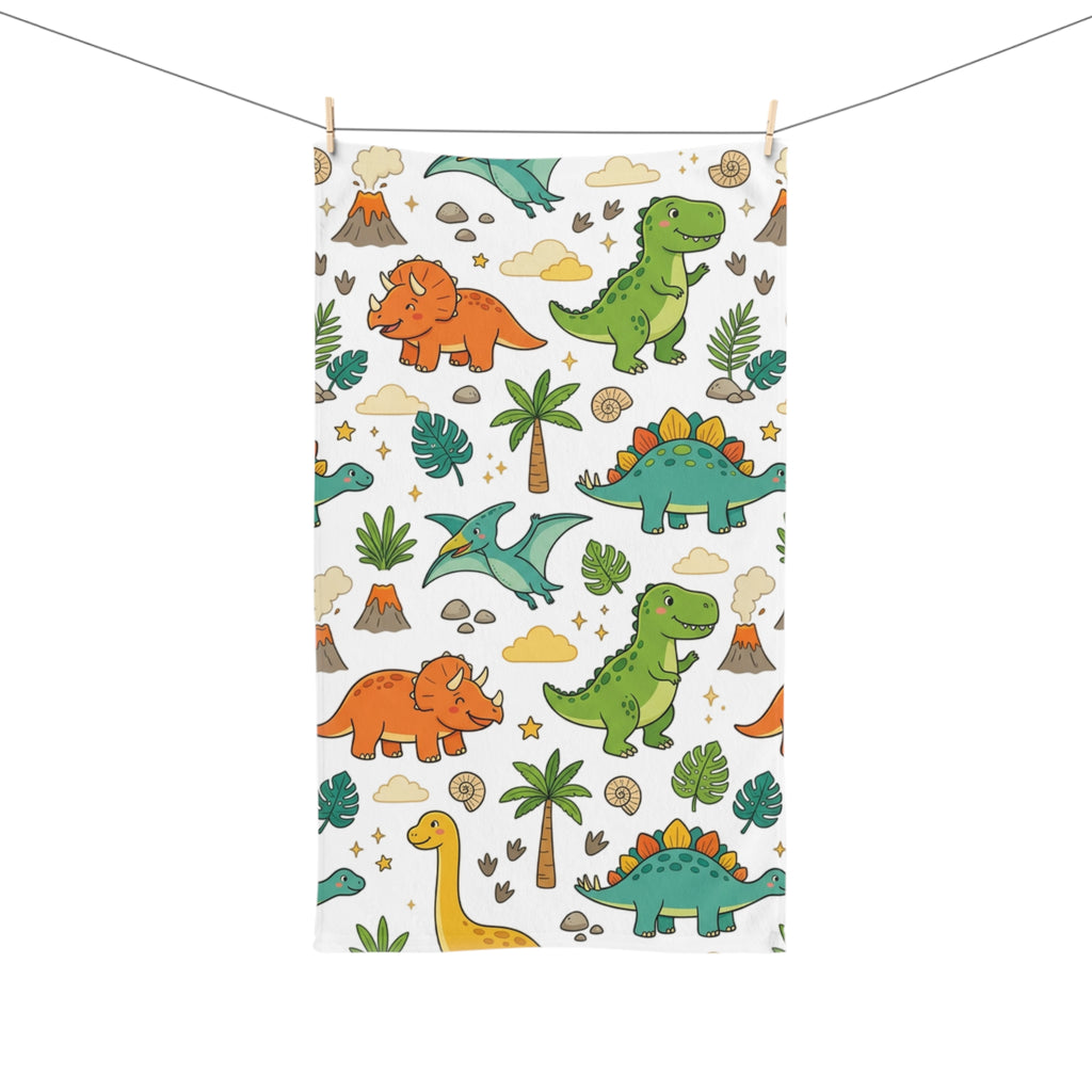 Dinosaur Kids Hand Towel - Cute Cartoon Dino Pattern for Nursery & Bath