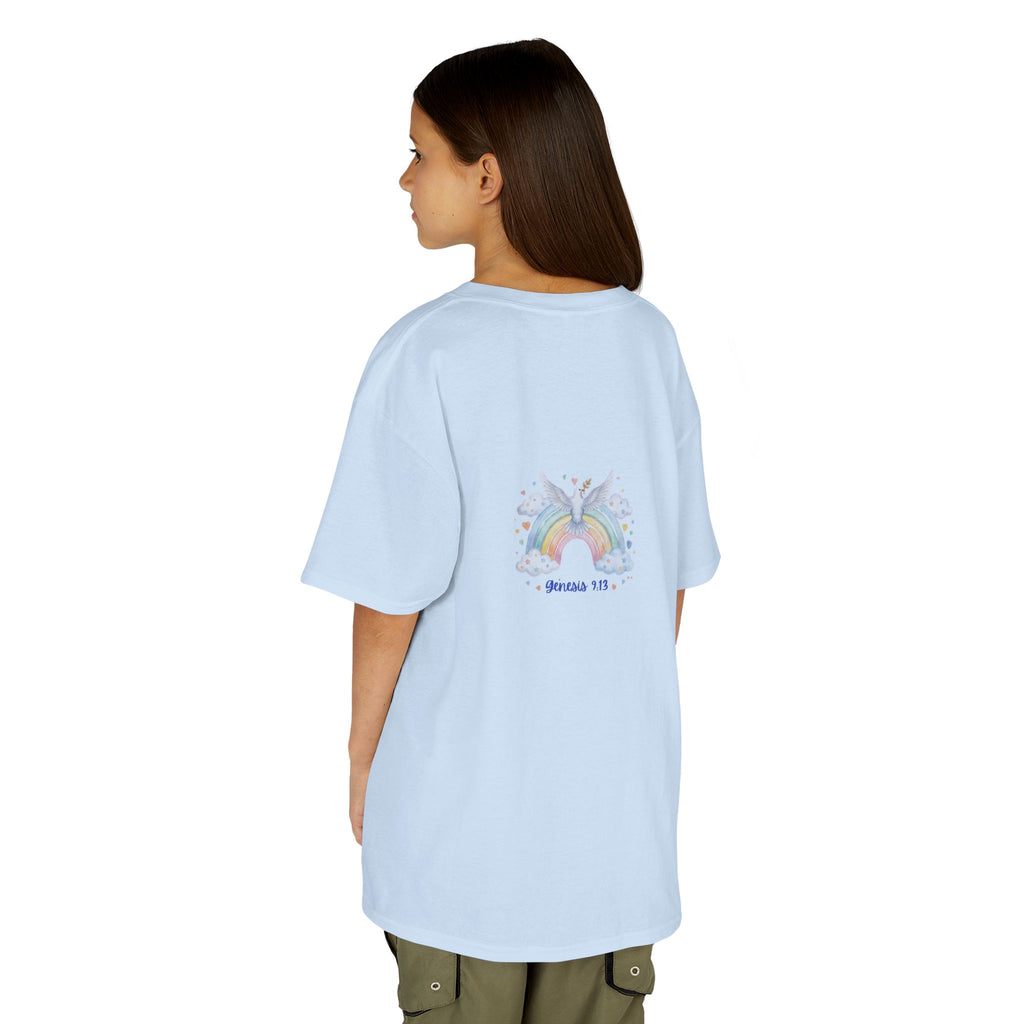 Christian Kids T-Shirt — "God Keeps His Promises" Rainbow Dove Tee | Psalm 145:13