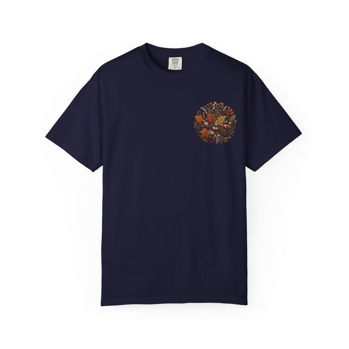 T-Shirt — Autumn Floral Wreath Tee (Fall Leaves Chest & Back Print)