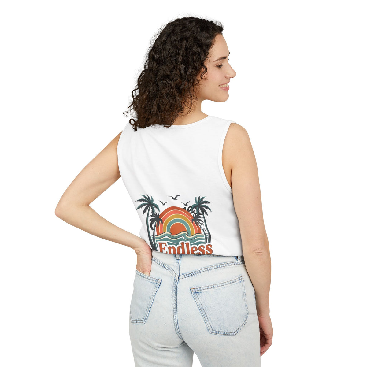 Endless Summer Tank Top — Retro Beach Palm Tree Surf Graphic