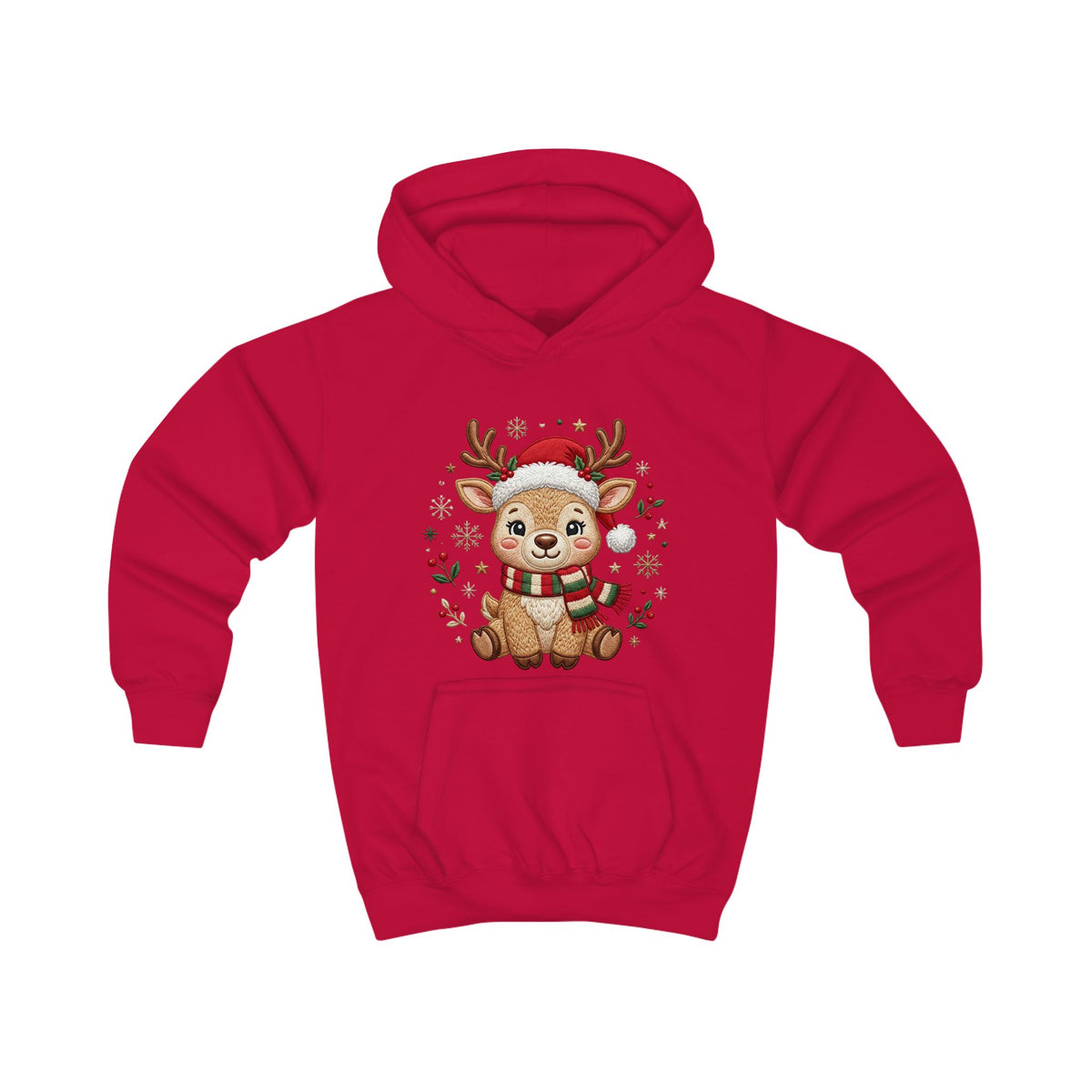 Kids Christmas Hoodie — Reindeer Holiday Sweatshirt for Toddlers, 80% Cotton, Kangaroo Pocket