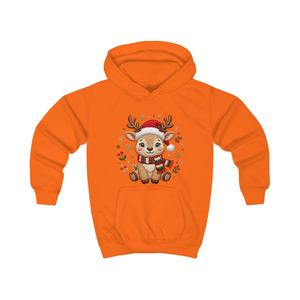 Kids Christmas Hoodie — Reindeer Holiday Sweatshirt for Toddlers, 80% Cotton, Kangaroo Pocket