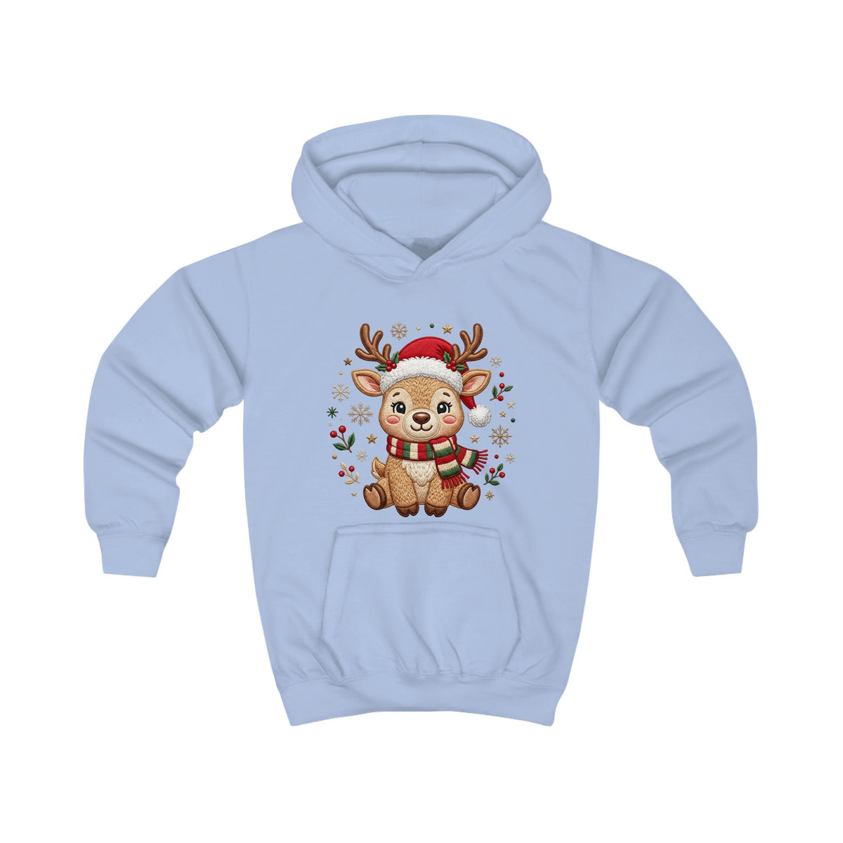 Kids Christmas Hoodie — Reindeer Holiday Sweatshirt for Toddlers, 80% Cotton, Kangaroo Pocket