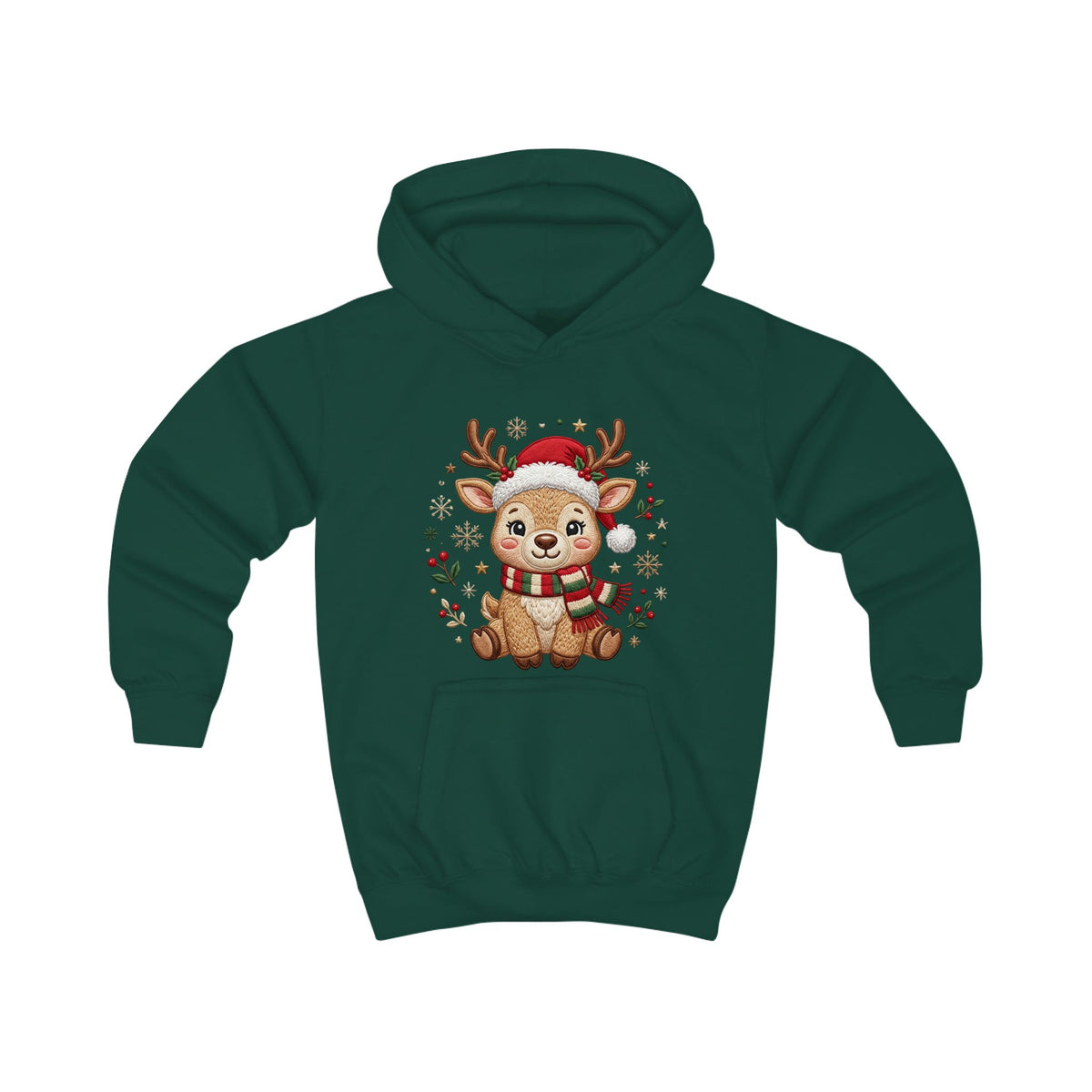 Kids Christmas Hoodie — Reindeer Holiday Sweatshirt for Toddlers, 80% Cotton, Kangaroo Pocket