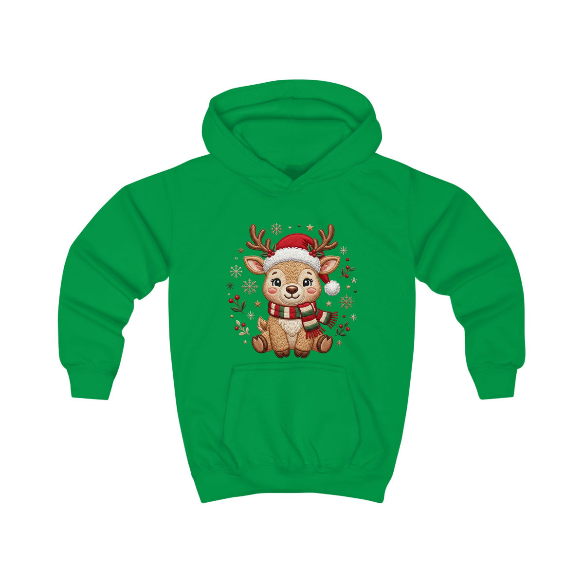 Kids Christmas Hoodie — Reindeer Holiday Sweatshirt for Toddlers, 80% Cotton, Kangaroo Pocket