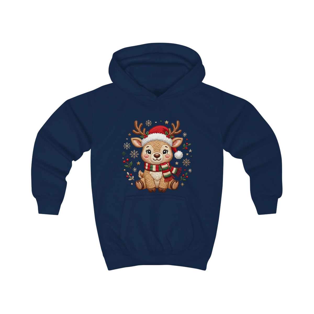 Kids Christmas Hoodie — Reindeer Holiday Sweatshirt for Toddlers, 80% Cotton, Kangaroo Pocket