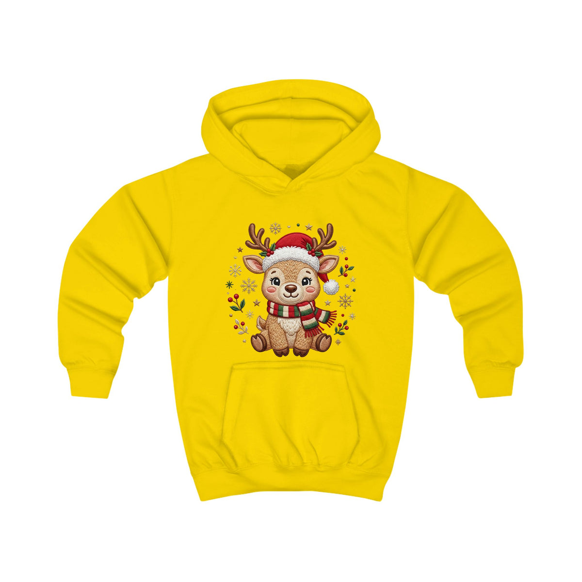 Kids Christmas Hoodie — Reindeer Holiday Sweatshirt for Toddlers, 80% Cotton, Kangaroo Pocket