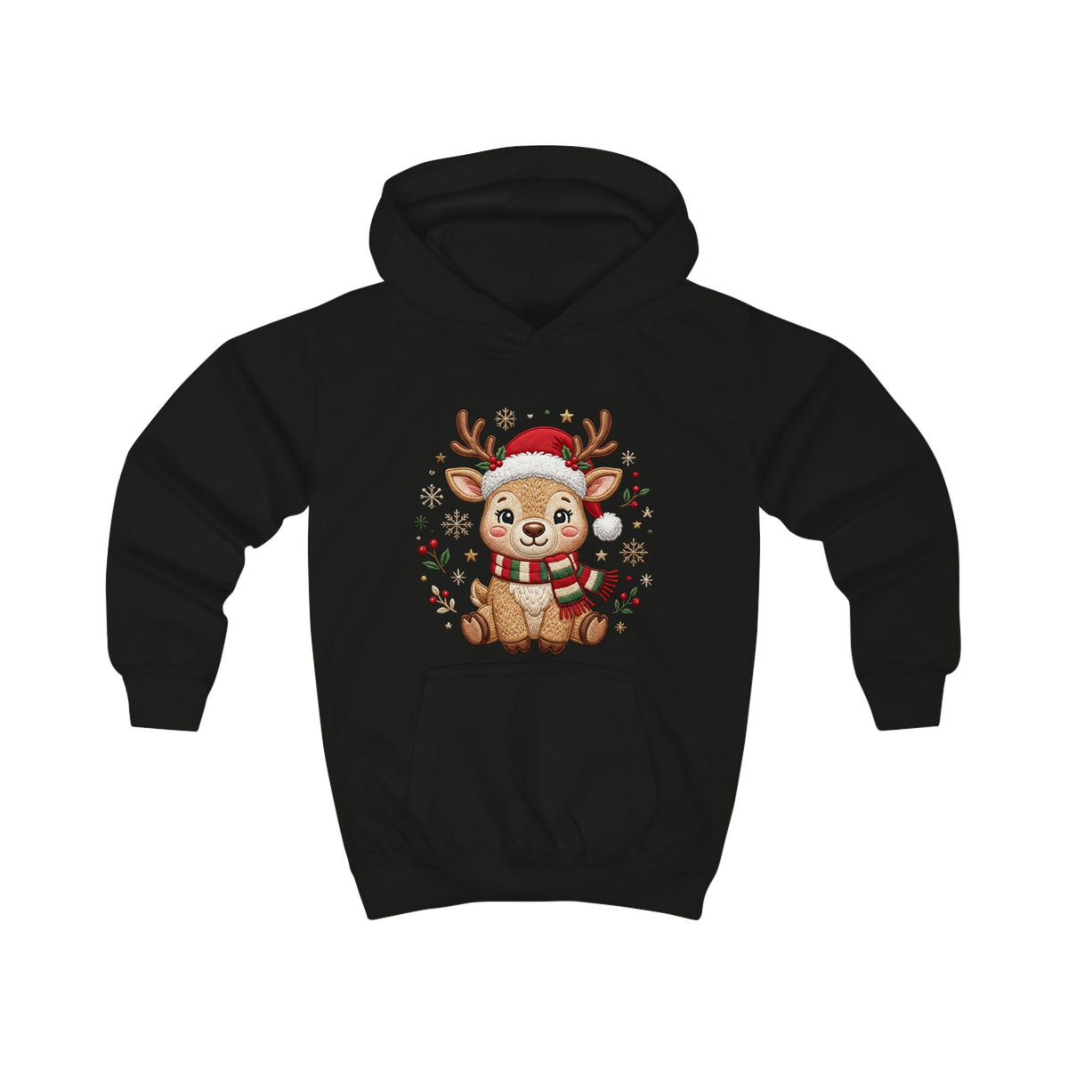 Kids Christmas Hoodie — Reindeer Holiday Sweatshirt for Toddlers, 80% Cotton, Kangaroo Pocket