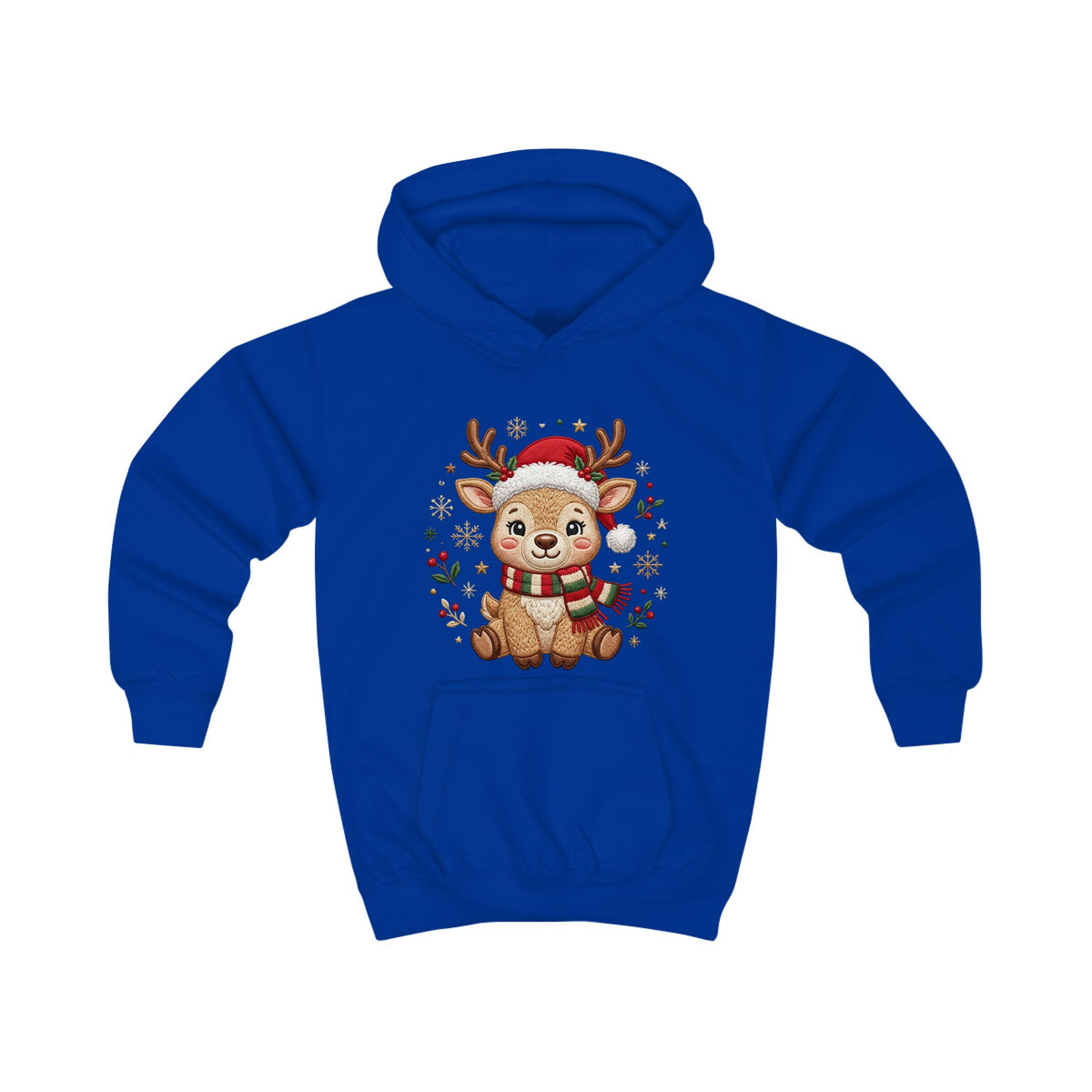 Kids Christmas Hoodie — Reindeer Holiday Sweatshirt for Toddlers, 80% Cotton, Kangaroo Pocket