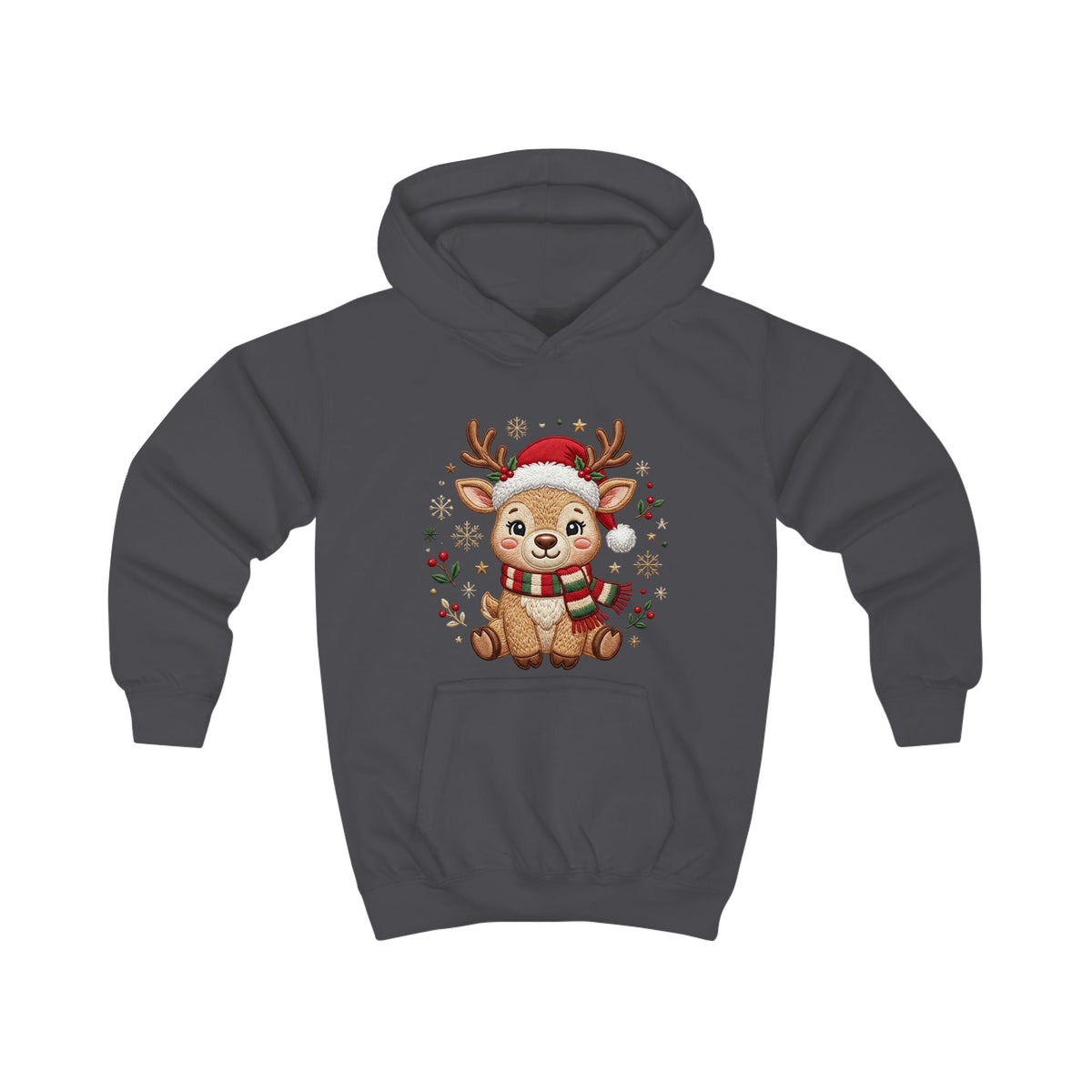 Kids Christmas Hoodie — Reindeer Holiday Sweatshirt for Toddlers, 80% Cotton, Kangaroo Pocket