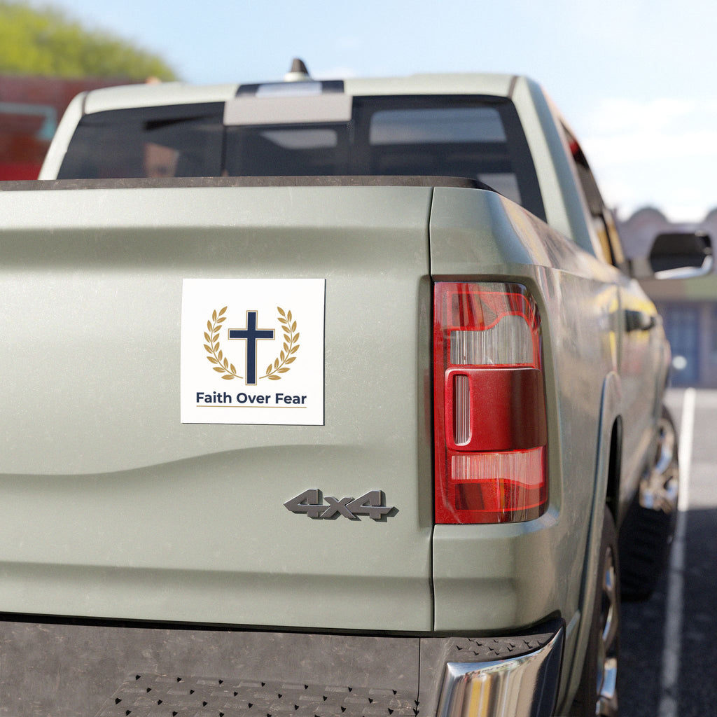 Faith Over Fear Car Magnet | Christian Cross Gift for Believers