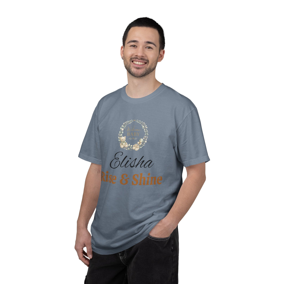 Personalized 'Rise & Shine' T-Shirt — Custom Name Floral Monogram Tee
