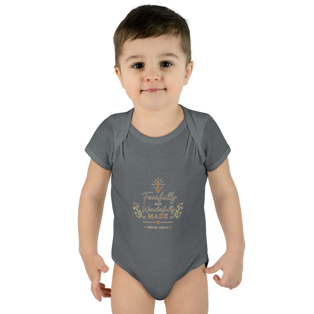 Fearfully & Wonderfully Made Baby Bodysuit | Christian Baptism Gift Onesie