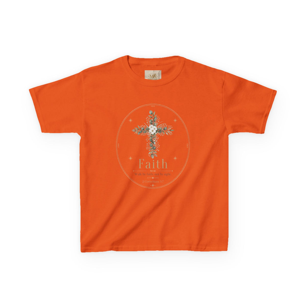 Kids Tee — Floral Cross “Faith” Christian Shirt for Children (Easter, Baptism, Church)