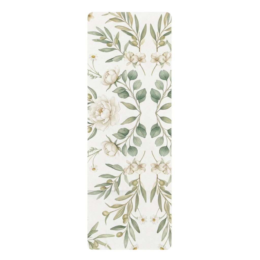 Floral Sage Rubber Yoga Mat — Non-Slip Eco-Friendly Exercise Mat